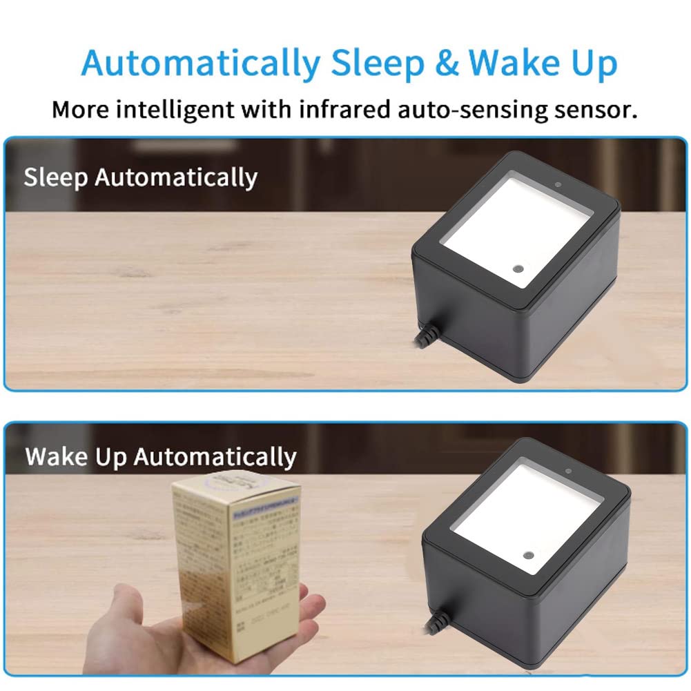 ASHATA Scanner di Codici a Barre da Tavolo, Scanner di Codici a Barre a 360°, Piattaforma di Scansione di Codici QR, Pagamento Mobile per Supermercati CMOS
