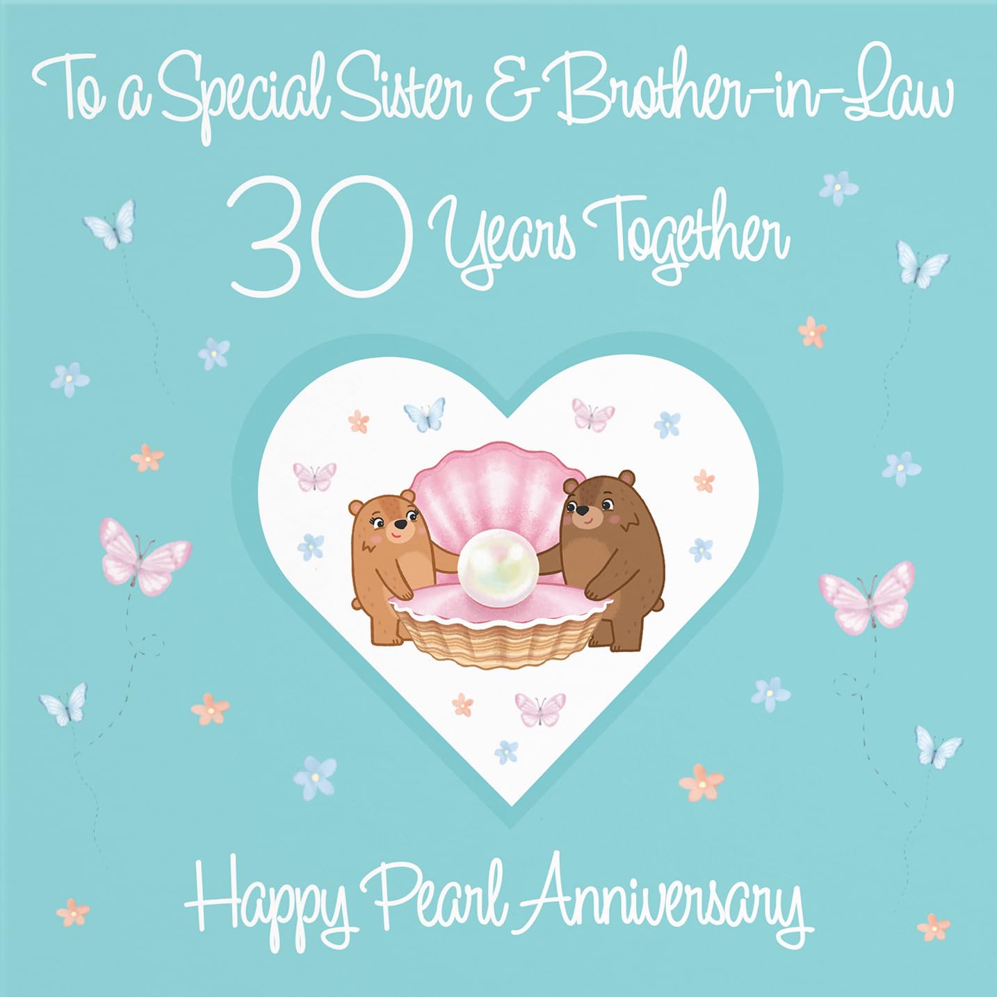 Hunts England, Sister & Brother-in-Law 30th Anniversary Card, 30 Years, Pearl Anniversary, Romantic Meadows, Fun Card - Image 2
