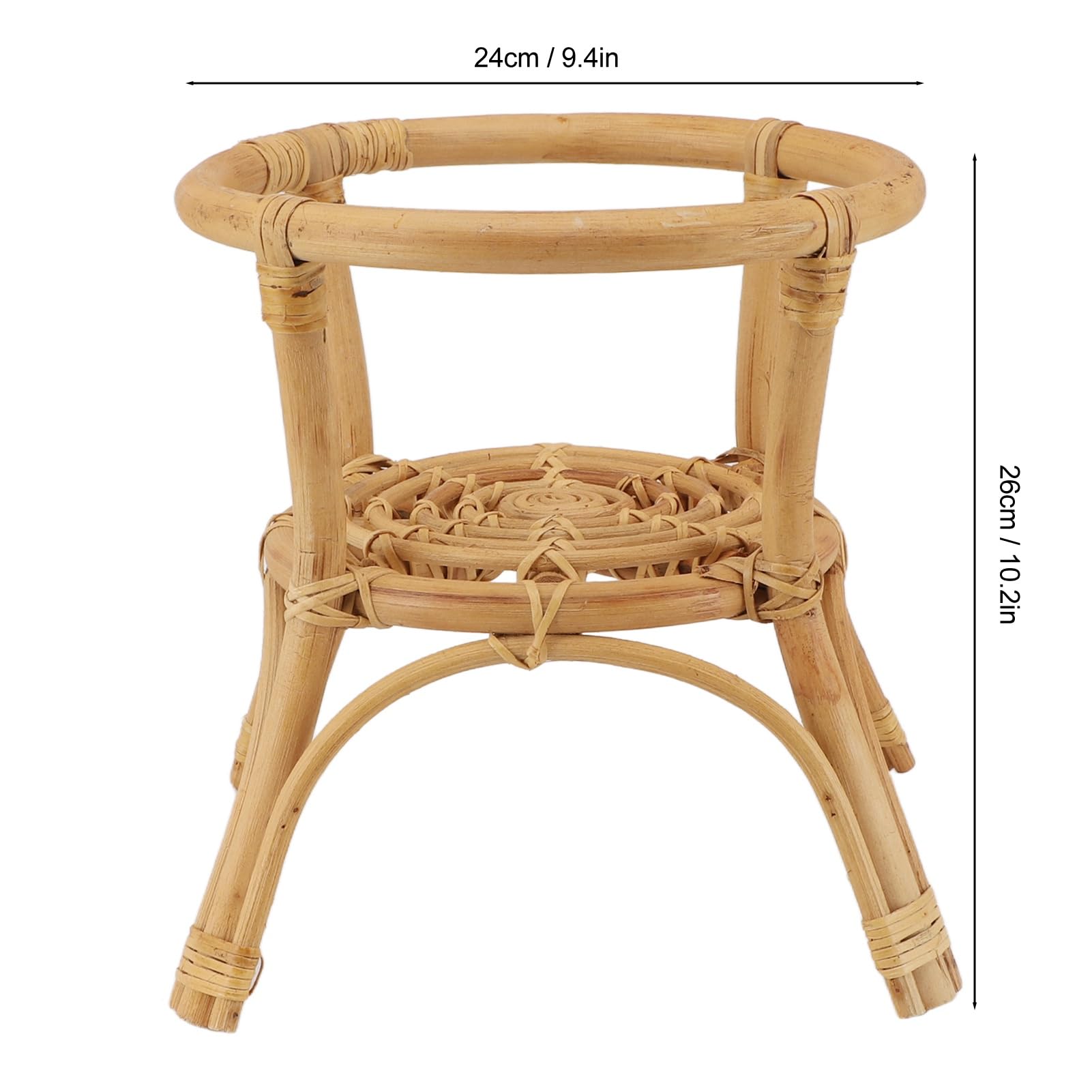 Soporte para Plantas de Ratán, Soporte para Flores de Ratán de Estilo Nórdico, Soporte Macetero Rústico de Ratan con Patas, Soporte para Maceta para Interiores, para Jardín Patio Esquina(24x26cm)