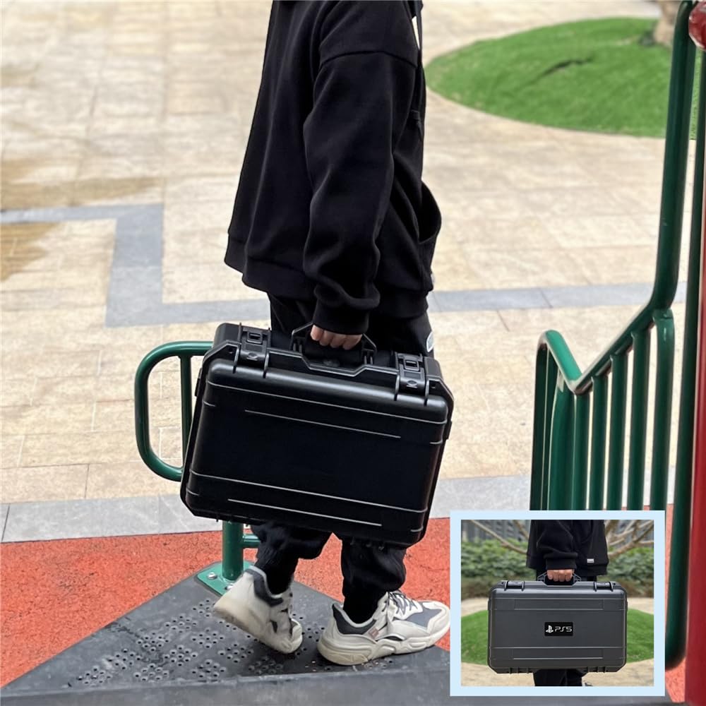 Funda de Transporte rígida para PS5 Slim, Estuche de Viaje Impermeable de Gran Capacidad Bolsa de Almacenamiento Consola para Playstation 5, Auriculares, mandos y Accesorios