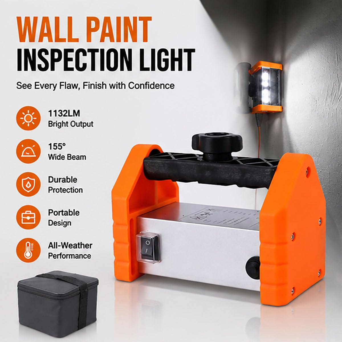 Luce per ispezione della vernice murale, lampada per lucidatura a LED | Fascio largo 155°, larghezza di illuminazione 3 m, impermeabile e resistente alle cadute, per ispezione