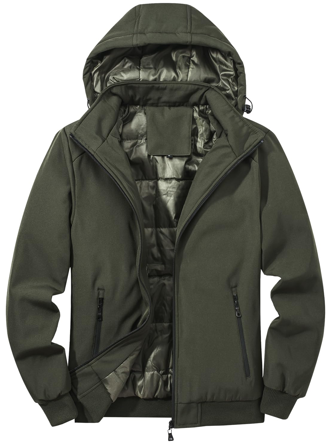 TONY BACKER Giacca Uomo Invernale Softshell Impermeabile Antivento con Cappuccio Staccabile, Giubbotto Cappotto Casual Trekking 3510