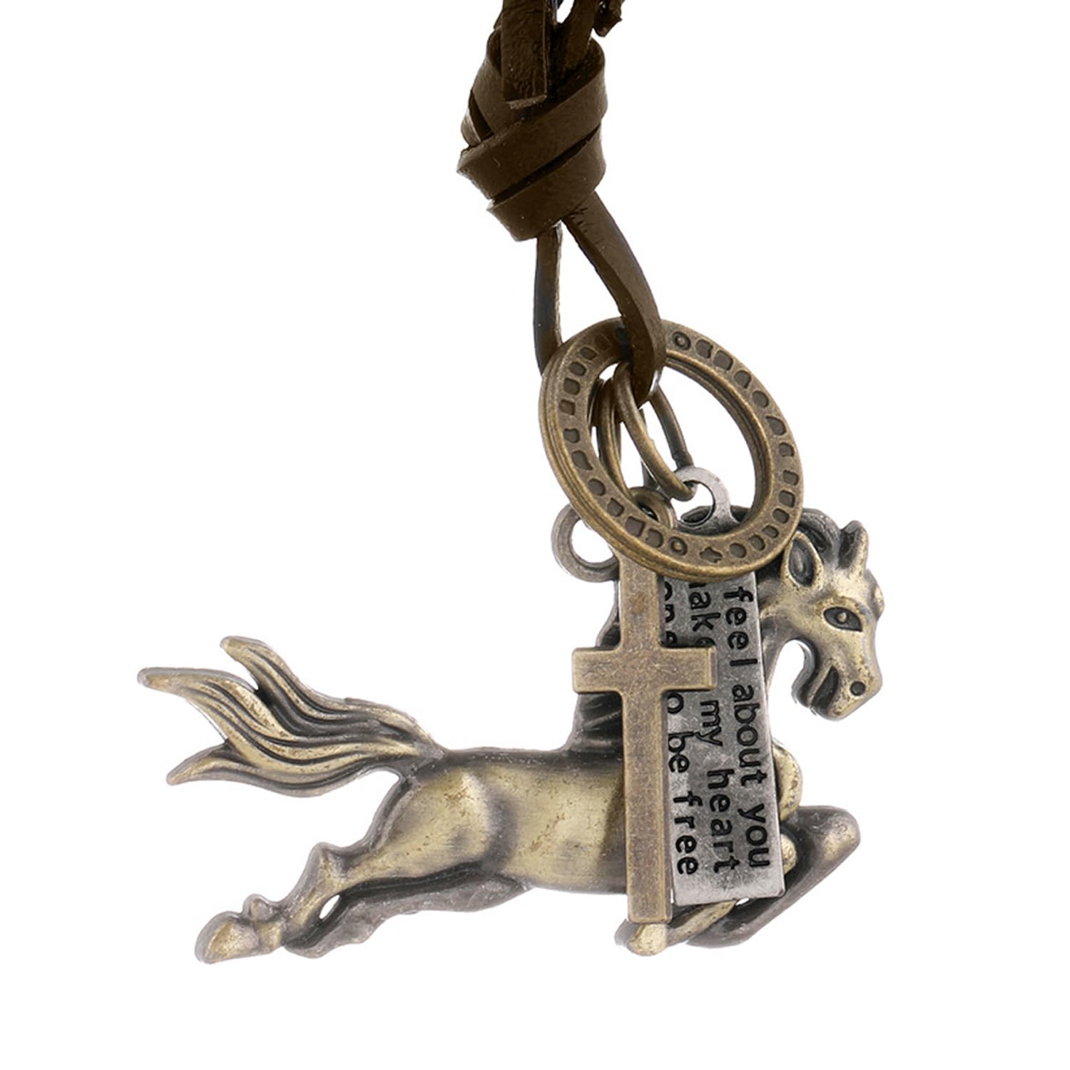 Gift Men-Tastic Collection Boho Bohemian Vintage Horse Pendant Adjustable Leather Cord Mens Necklace for Men Women-image-43