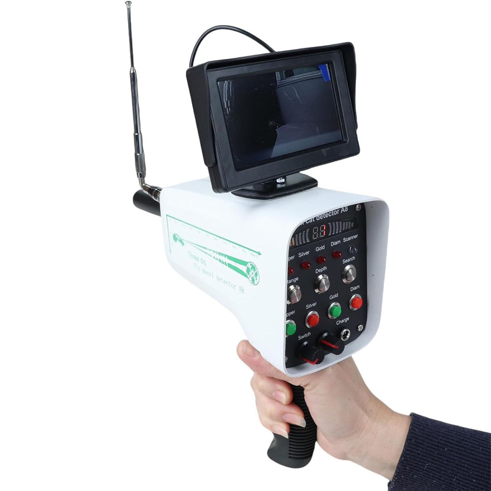 Detector De Metales Subterráneo Profesional con Escáner, Modo De Precisión, Alcance De 1000 M Y Profundidad De 30 M con Pantalla LED, para Cobre, Plata, Oro Y Diamantes