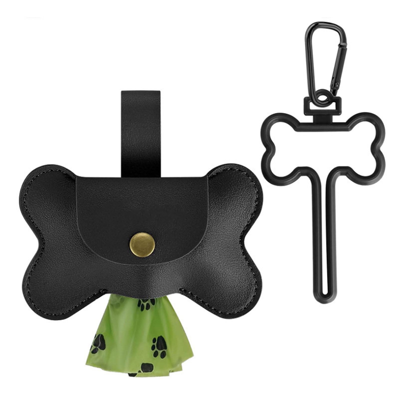 NEWFT Portable Dog Poop Bag Dispenser with Leash Hook Puppy Waste Bag Leathers Dispenser for Puppy Walking Outdoor Pet Supply