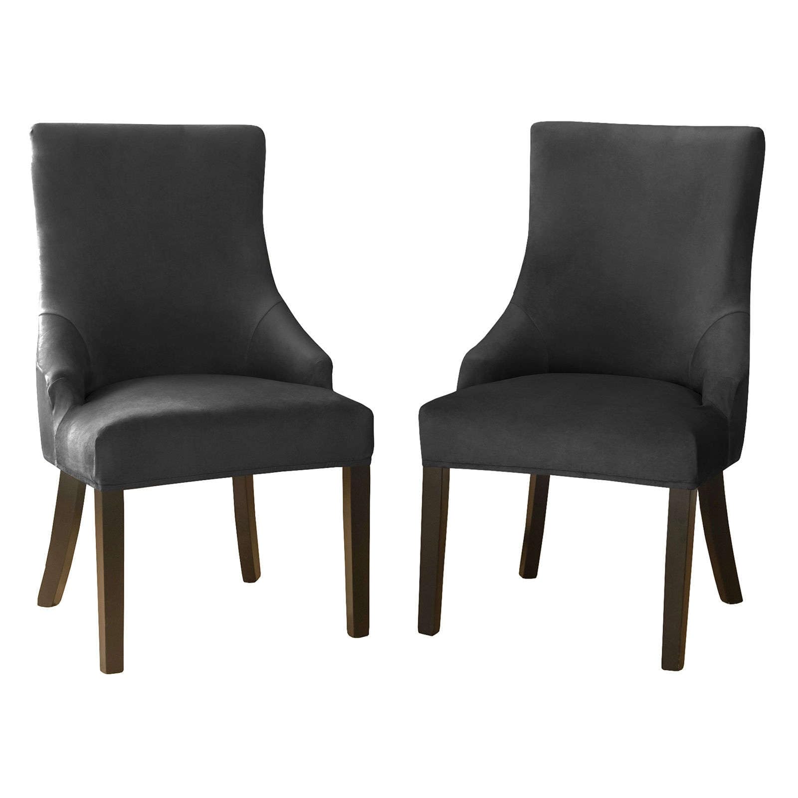 Lot de 2 housses de chaise en velours extensible, amovibles et lavables pour chaise de salle à manger, banquet – Noir