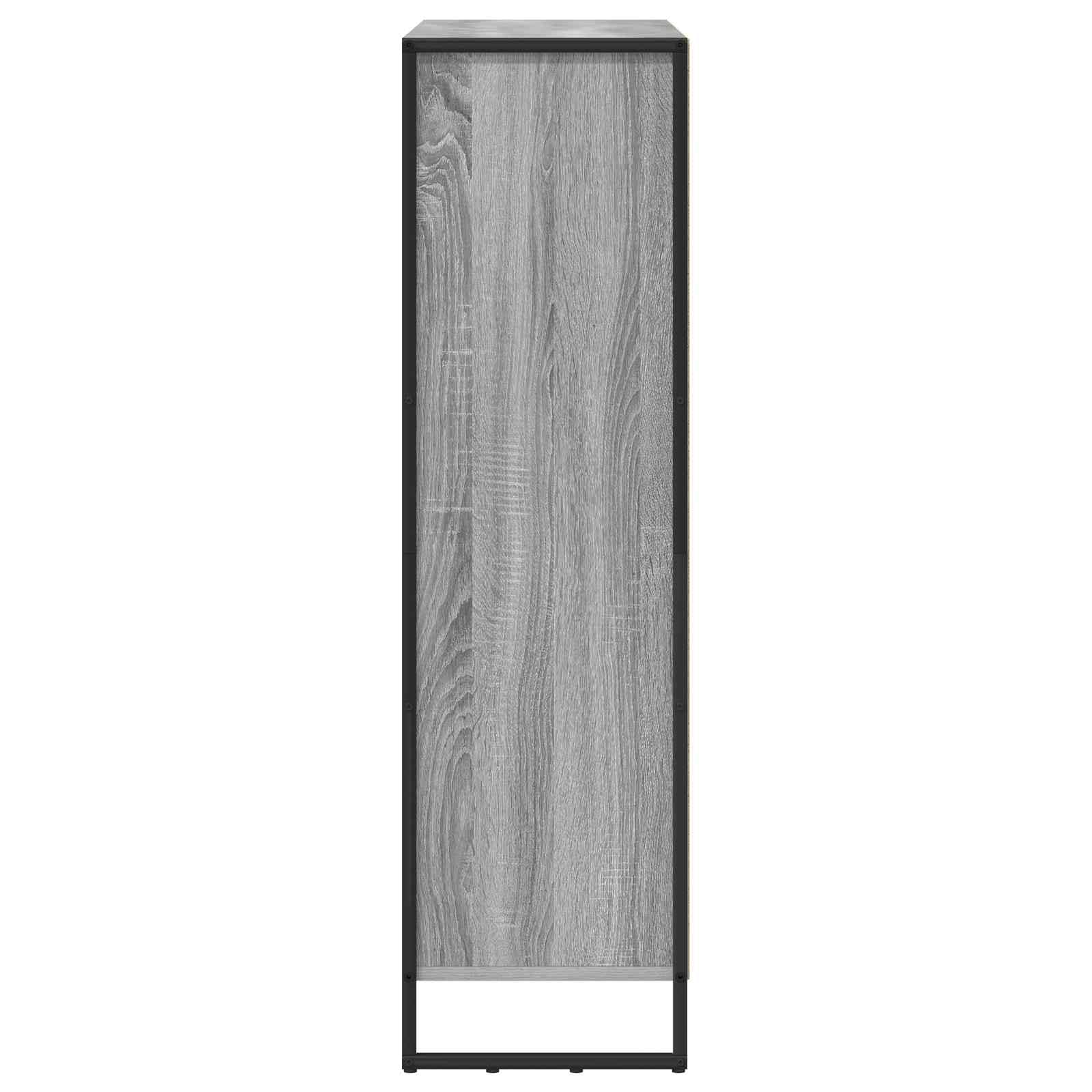Regał na książki Sonoma szary materiał drewnopochodny, 99,5 x 30 x 108 cm, z 18 przegródkami i 6 drzwiami, nowoczesny regał do salonu, trwały, uniwersalny, do biura i studia