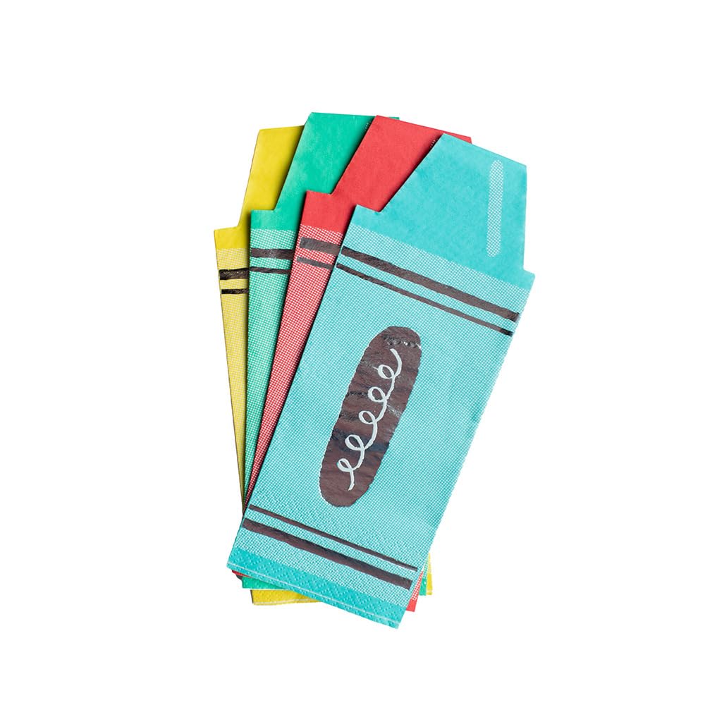 Daydream Society School Days - Large Party Napkins - Crayons Shaped Paper Napkins - Pack of 16 Napkins - For Parties, Back to School, and more