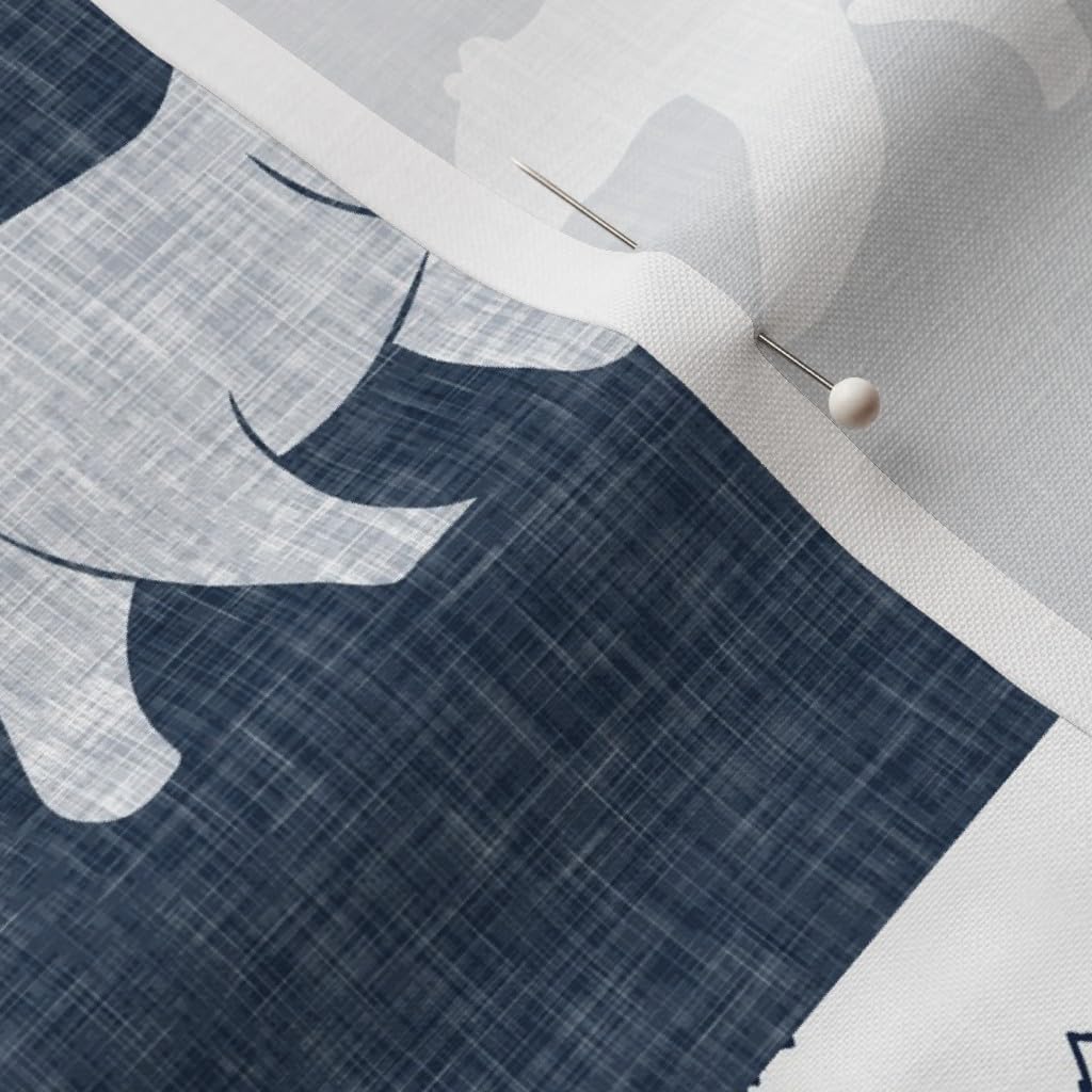Spoonflower Fabric - Navy Blue, Woodland, Bear, Moose, Deer, Mountain, Wholecloth, Cheater Printed on Petal Signature Cotton Fabric by The Yard - Sewing Quilting Apparel Crafts Decor