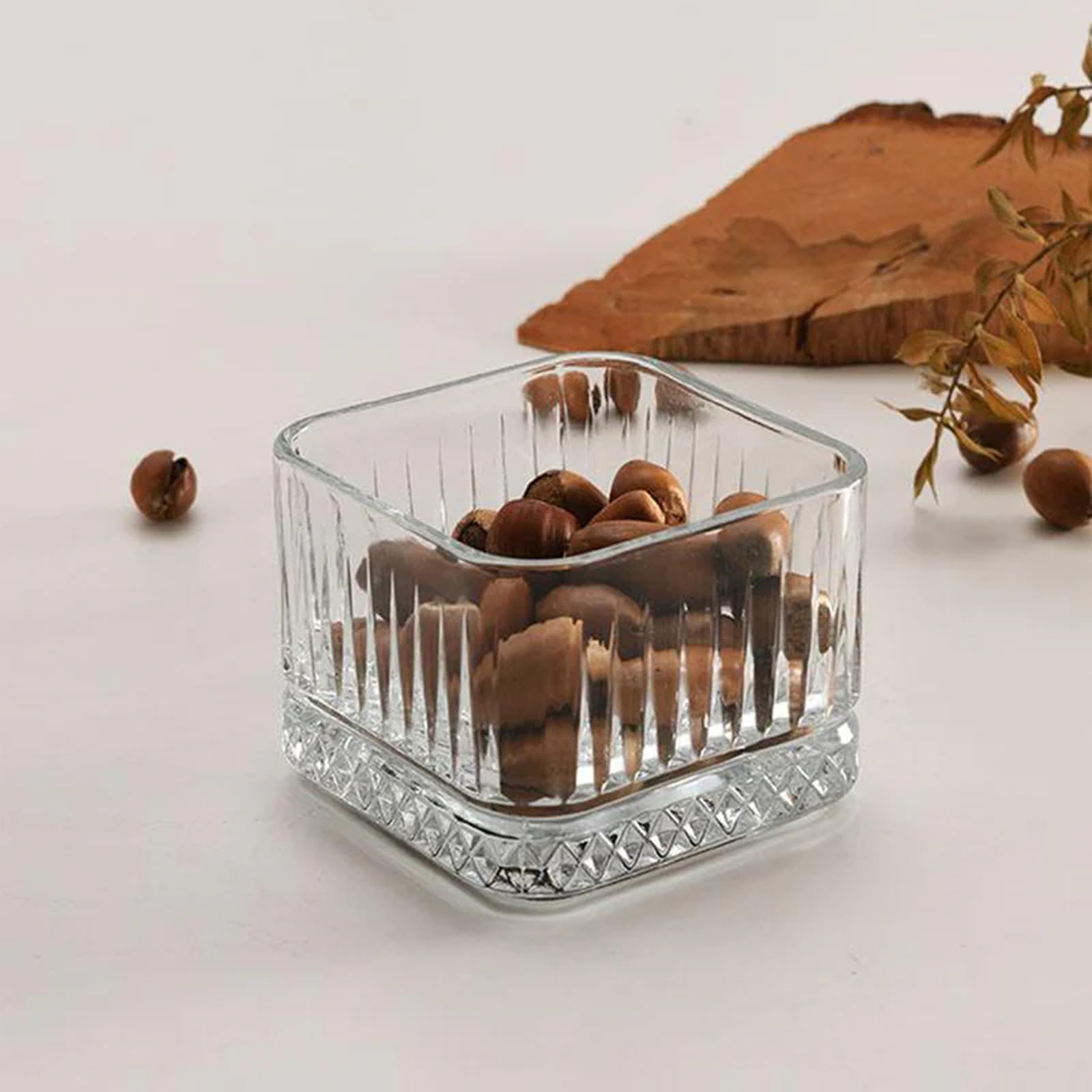 Glasschalen 12er-Set – 235 ml stapelbare Dessertschalen mit Facettenschliff, spülmaschinenfest, für Desserts, Dips, Vorspeisen & Snacks