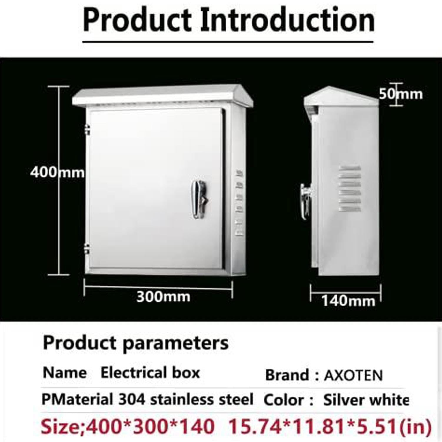 XBTGS Scatola di giunzione elettrica impermeabile in acciaio inossidabile, recinzione a parete per elettronica, piastra di montaggio isolata, 600x500x180mm, scatola di progetto durevole per Sec
