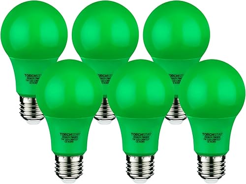 Miniatura 1 de TORCHSTAR Bombillas LED A19 verdes, 7 W (equivalente a 40 W), bombilla de color base E26, para el día de los veteranos, porche, iluminación del