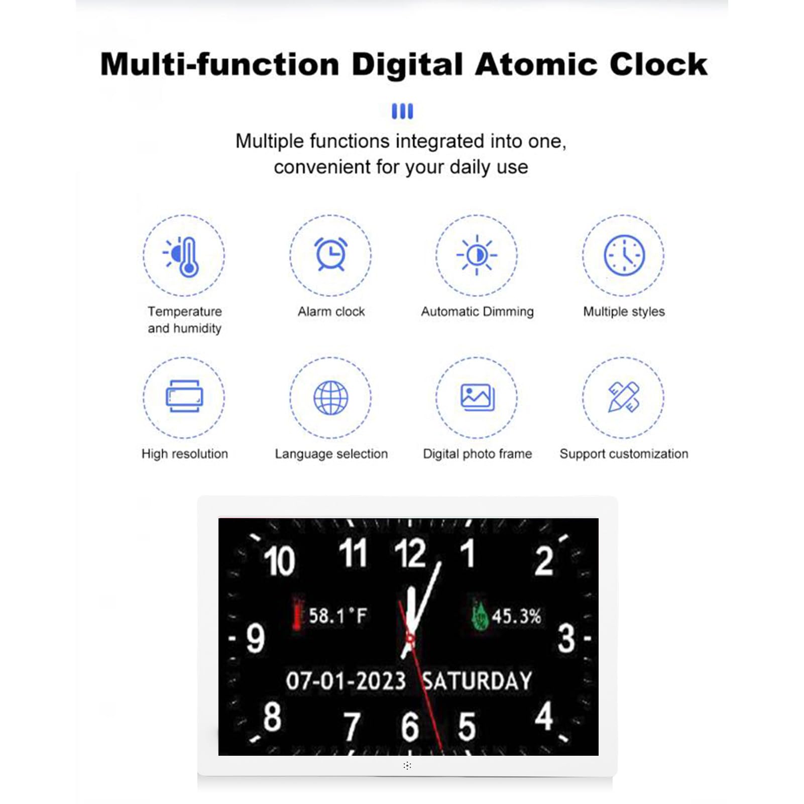 XUMIUZIY Reloj Despertador Inteligente de 10 Pulgadas |Pantalla Digital Grande 12 Alarmas Recordatorio para Citas y Eventos