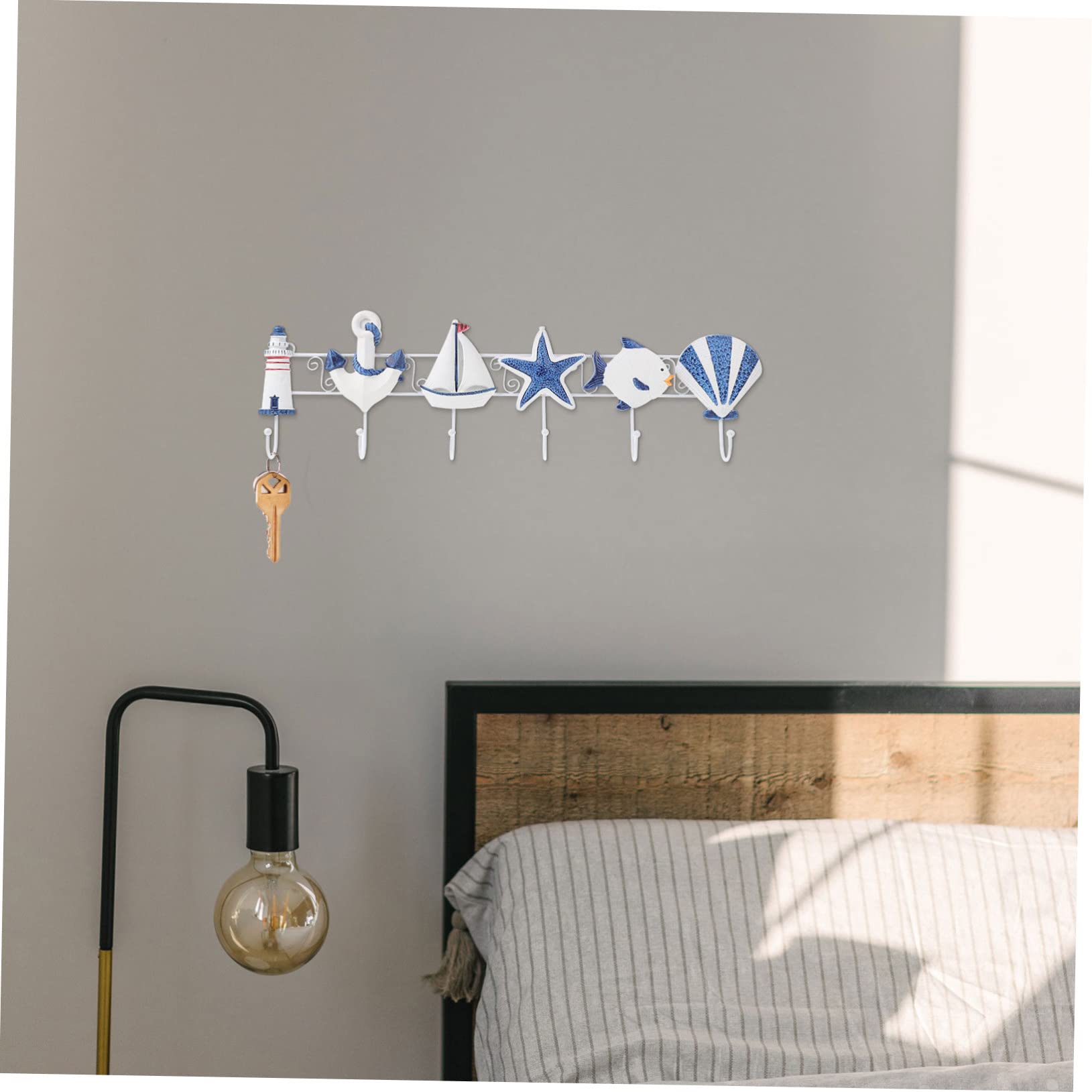 Mediterrane Vintage Kleiderhaken Kreative Hakenleiste mit 6 Starken und Bruchsicheren Haken für Garderobe und Haustürdekoration