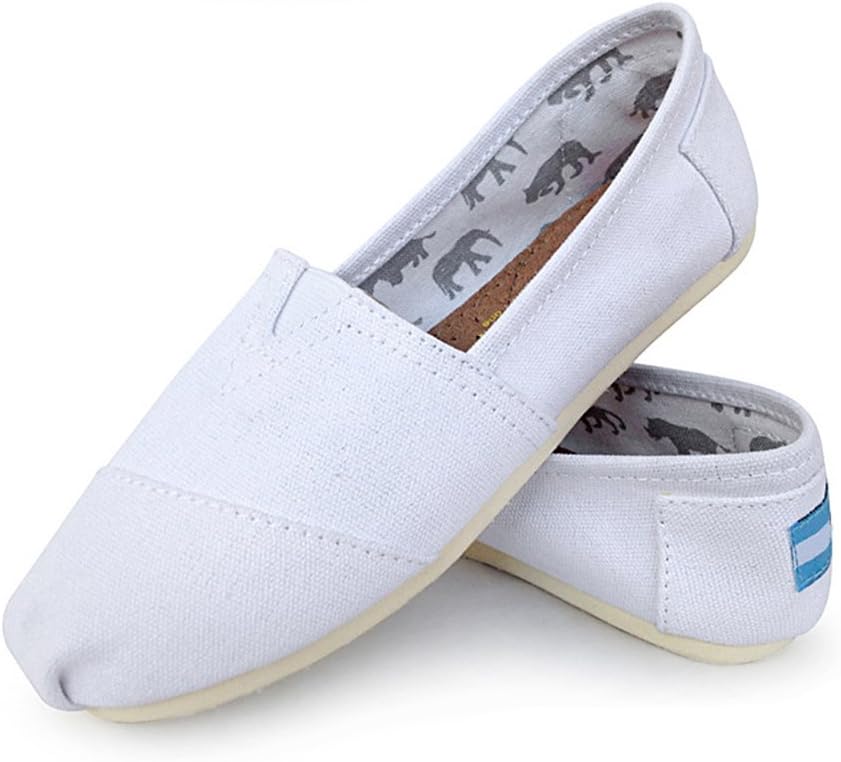 Breathable Trainer Casual Plimsoll Espadrille Pumps Classic Loafers Trainers Shoes Size UK4.5 White