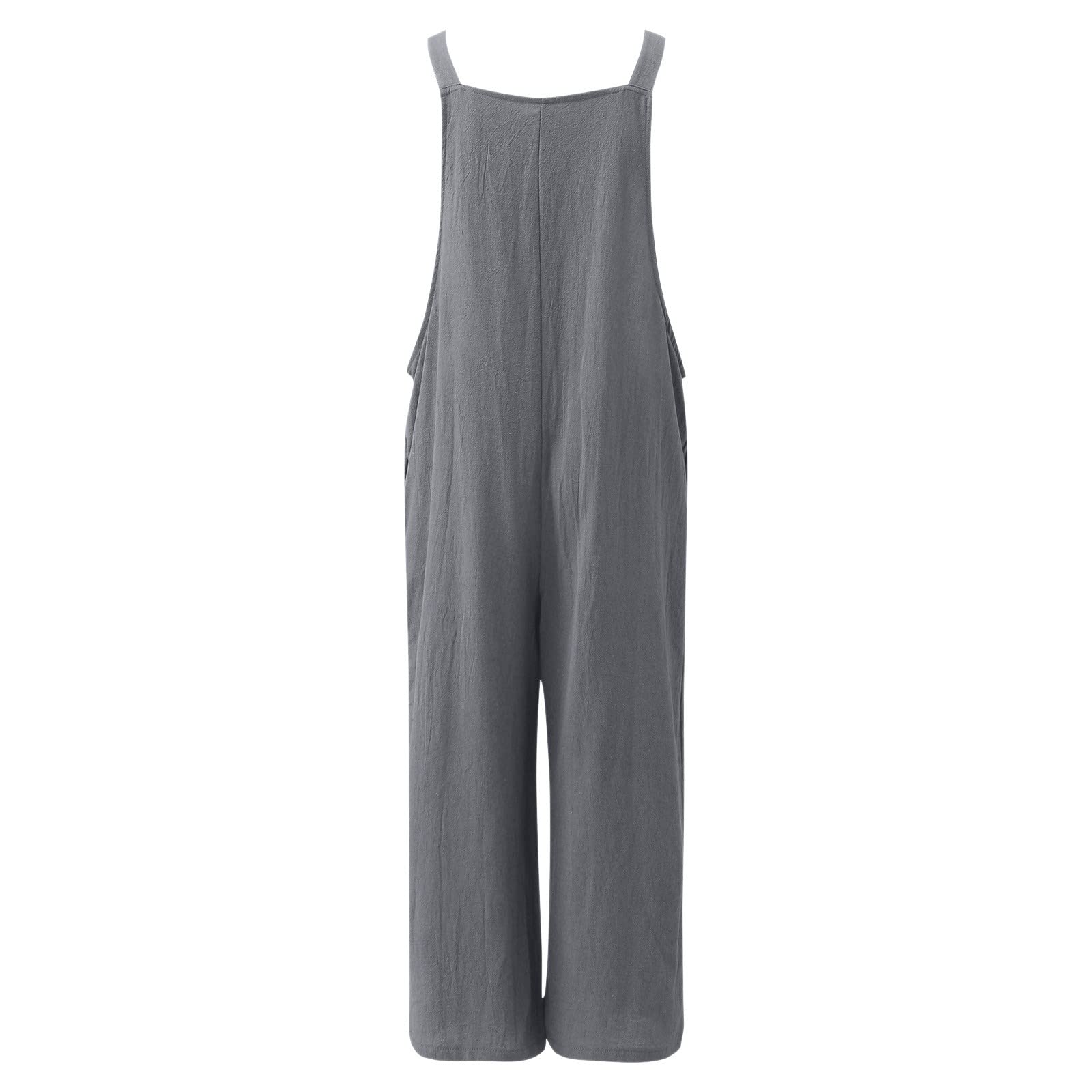 Mono de verano para mujer, ancho, holgado, peto de algodón con bolsillos, elástico