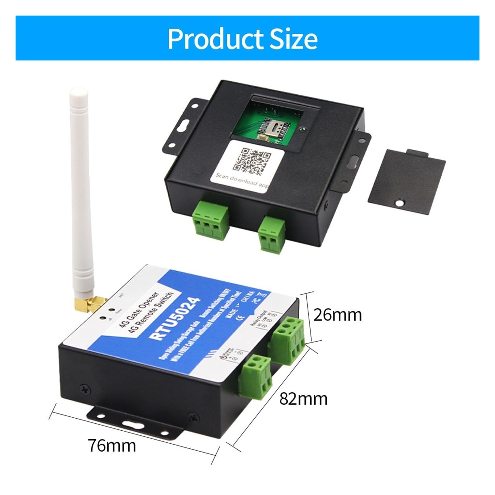 Kit Cancello Scorrevole, 4G Multibanda RTU5024 GSM SMS Apri del Cancello Relè Interruttore di Controllo A Distanza Senza Fili Porta di Accesso Controler 4GLTE Apriporta Chiamata Gratuita,per Giardino