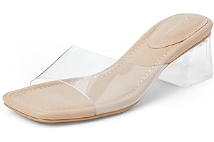 2 Inches Clear Block Heeled Sandals for Women