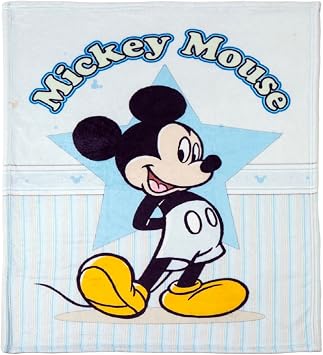Disney Baby Newborn Blanket, Soft Pile Mickey Mouse, 75x100 cm, Maxi Digital Print, Soft and Warm, for Cot, Maxi Cot and Next To Me