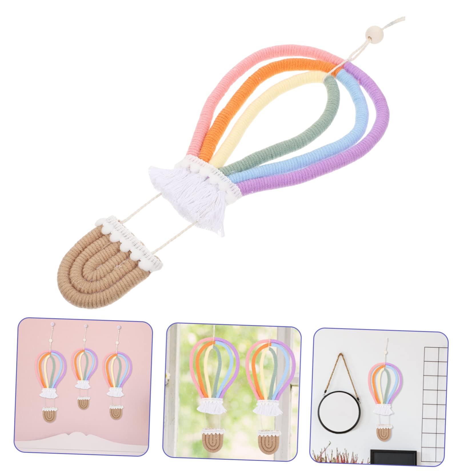 Decorazione Appendi Parete Mongolfiera Arcobaleno - Arazzo Boh&ograve; In Cotone Per Camera E Soggiorno