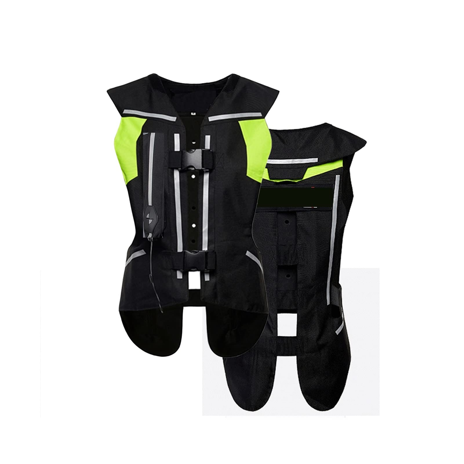 Chaleco con airbag para Motociclistas Chaleco con airbag Ligero de Alta Visibilidad con Bolsa de Aire para el Cuello (Negro L)