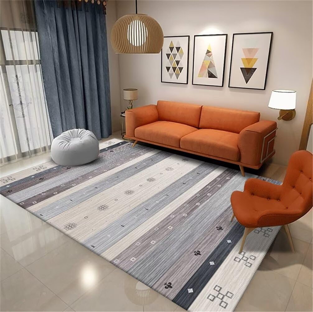Tapis lavable gris anti-tache idéal pour salon et enfants