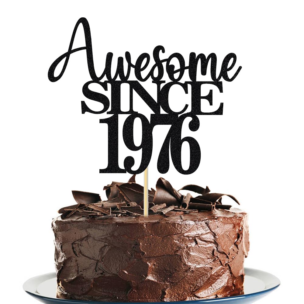 50th Awesome since 1976 Cake Topper Cheers to 50 Years Birthday Cake Pick 50 Fabulous Cake Decoration for Happy 50th Birthday Anniversary Party Cake Decorations Supplies