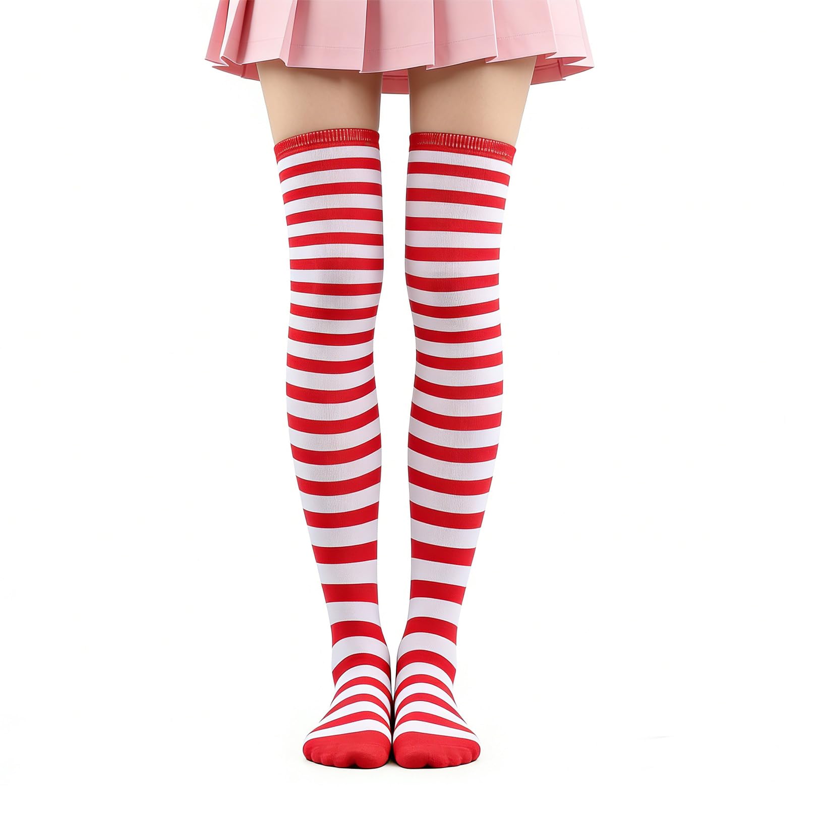 Besmrpg Knee High Socks for Women Striped Over The Knee Socks,Long Thigh High Socks for Women Ladies Girls for School, Cosplay,Carnival,Christmas, Fancy Dress UK Size 4-6