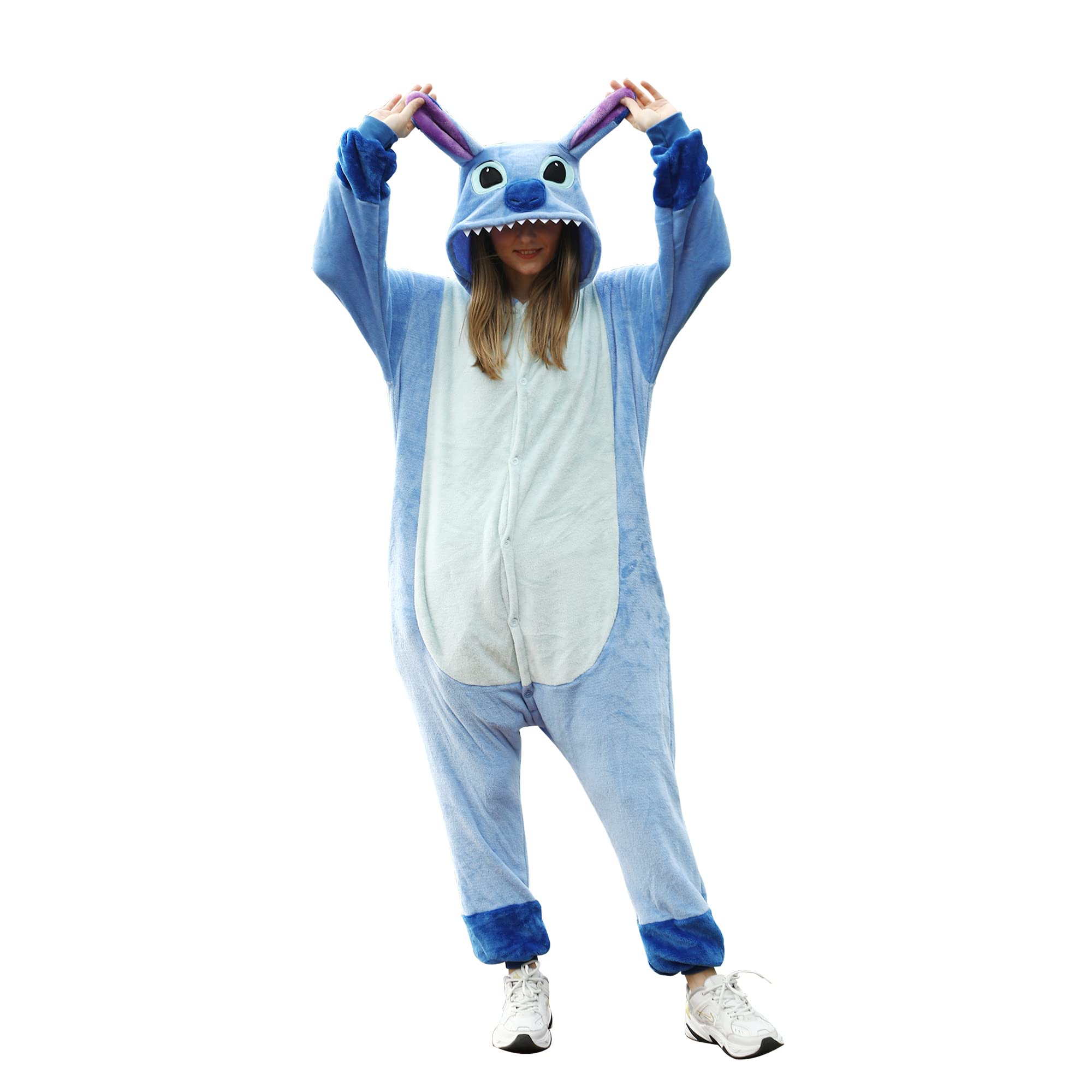 GrilongAdult Stitch Onesie Animal Pajamas Halloween Cosplay Costumes Unisex-adult Teenagers Party Wear Halloween