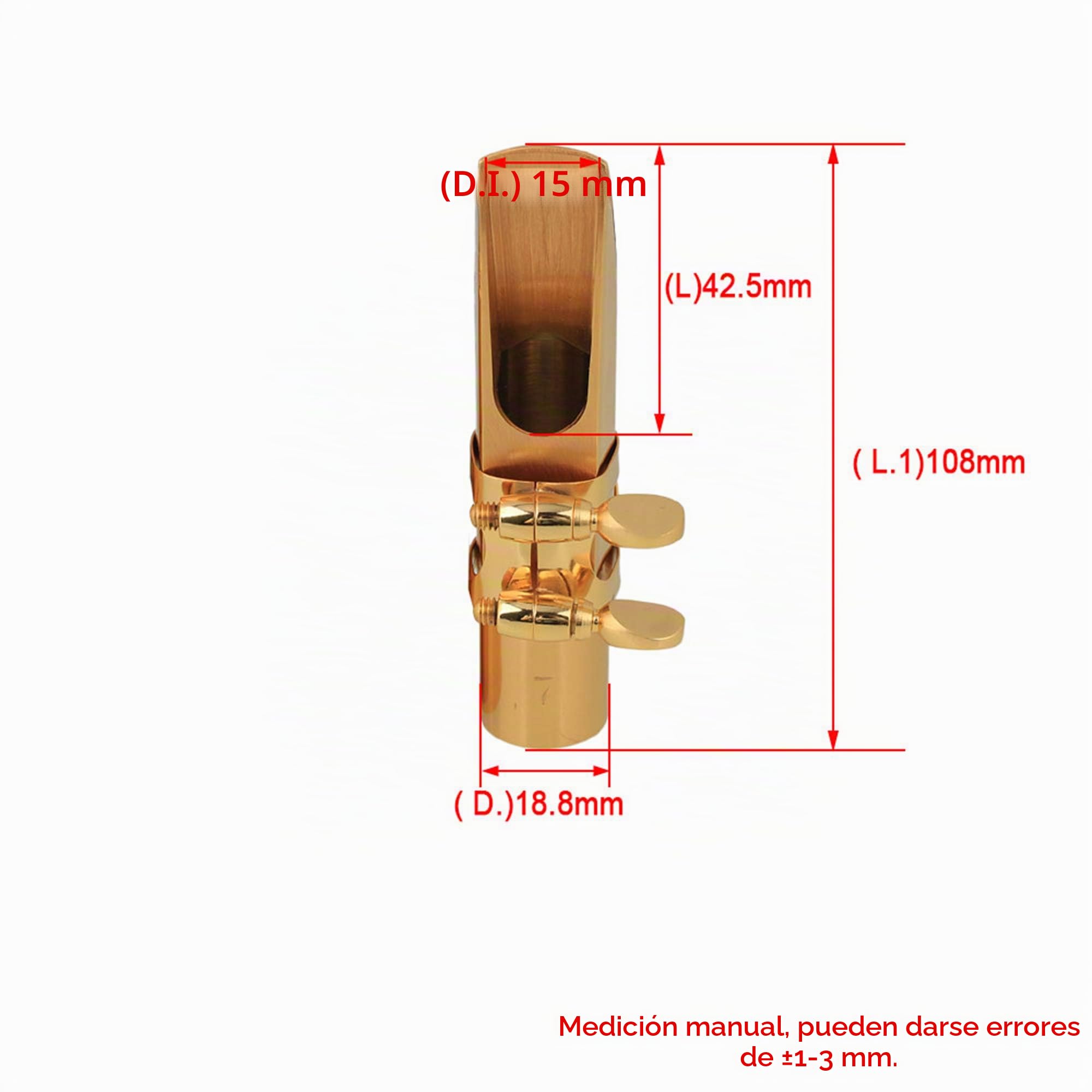 Yibuy - Boquilla de metal para saxofón tenor si bemol con tapa y ligadura, tamaño 7, color dorado