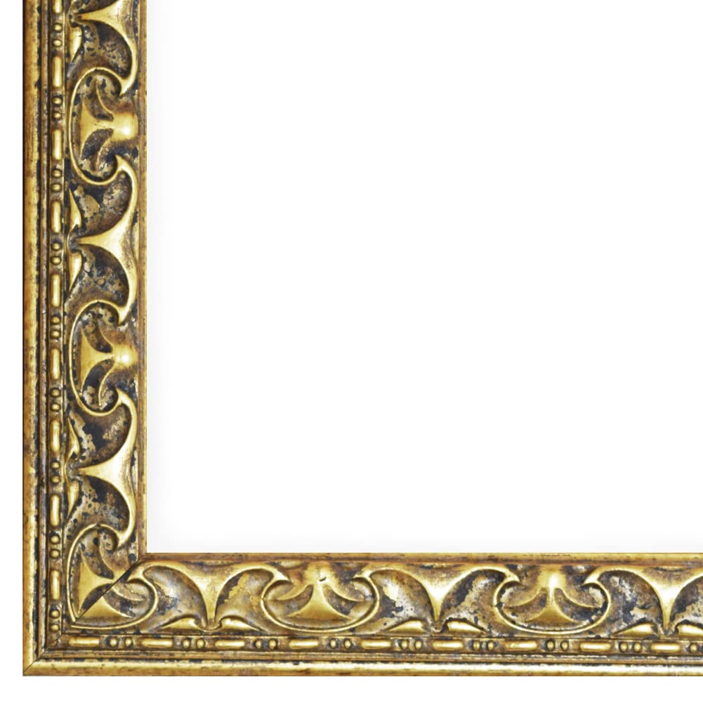 FRAMO Barock Bilderrahmen 40 x 120 cm aus Massivholz | Alt-Gold | Farbe/Größe wählbar | Retro Vintage Antik Rahmen N°109