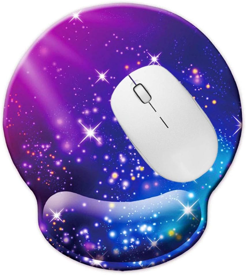 Nakapa Memory Foam Wrist Support Mouse Pad Comfortable Padded Wrist Mousepads 9in X10in Desktop Notebook Mouse Mat (Mysterious Stars-Foam)