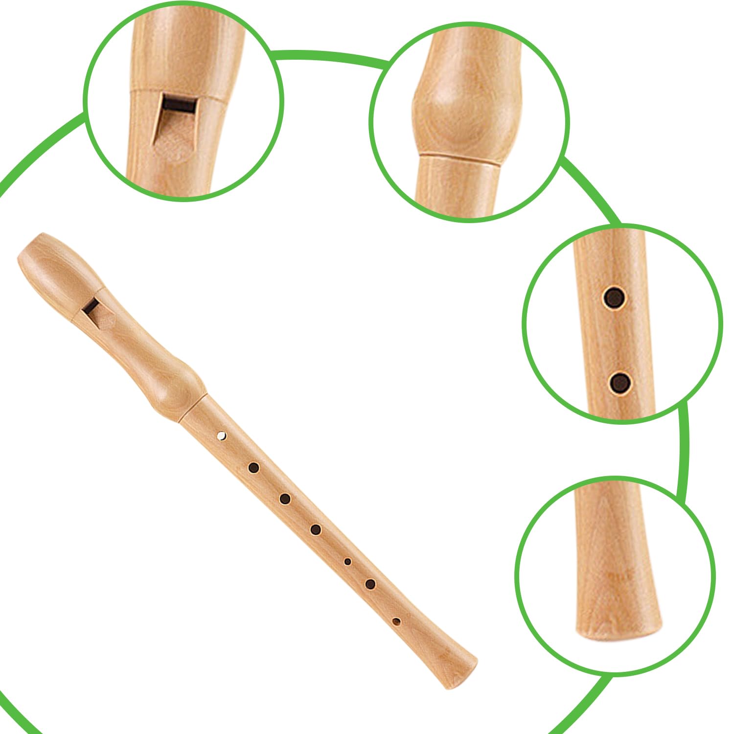 HOMURY Flauta Soprano Estilo Alemán: 8 Agujeros Flauta Niños con Estuche Rígido, Kit de Limpieza de y Grasa Para Juntas, Instrumento de Flauta de Madera de Arce para Principiantes, Niños(32x3.5CM)