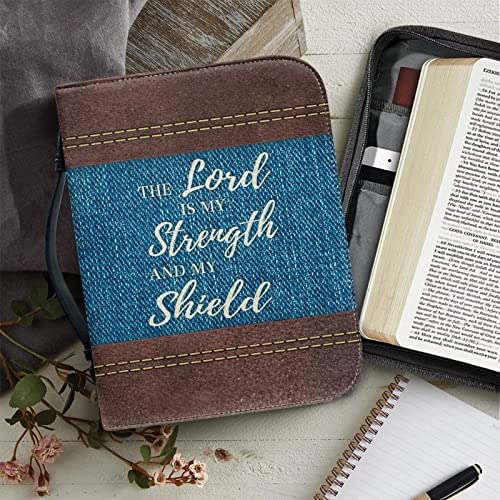 Image of Verse Bible Cover for Women and Men, Leather Bible Carrying Book Case Kids Church Bag, Bible Tote Bag for Protective with Pen Slots and Pocket