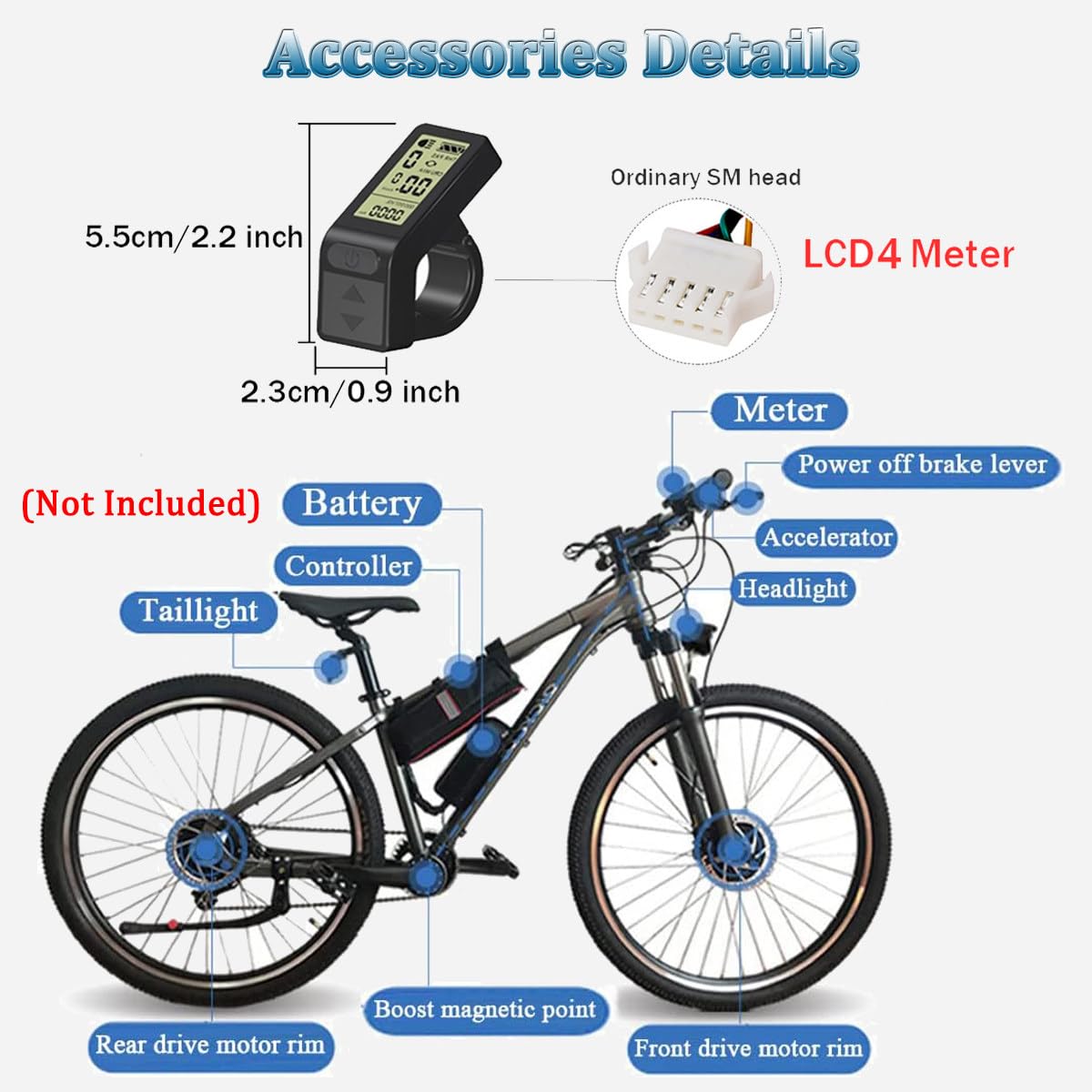 Zestaw do konwersji tylnego koła roweru elektrycznego, 36 V/48 V 500 W Zestaw do konwersji bezszczotkowego silnika przekładniowego do roweru elektrycznego z wyświetlaczem LCD,36V-26inch
