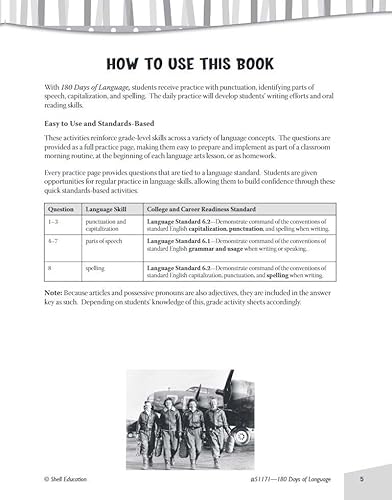 Shell Education SEP51171 180 Days Of Language For Sixth Grade thumb #2