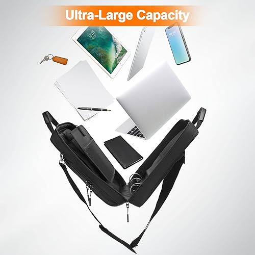 Miniatura 6 de Losong Carpeta con cremallera de 3 anillos de 2 pulgadas con correa para el hombro, capacidad de 500 hojas y múltiples bolsillos para organizador de