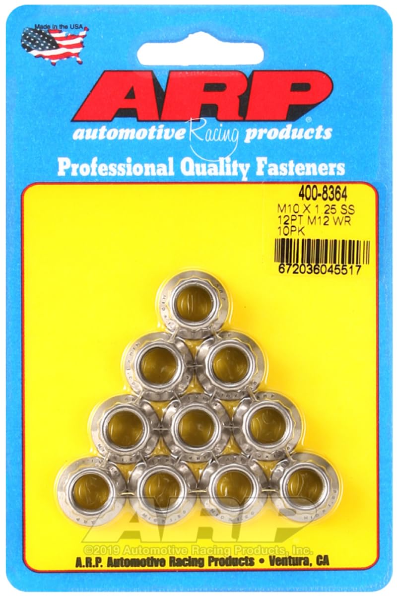 ARP 400-8364 Nut Kit (M10 X 1.25 SS M12 socket 12pt nut)