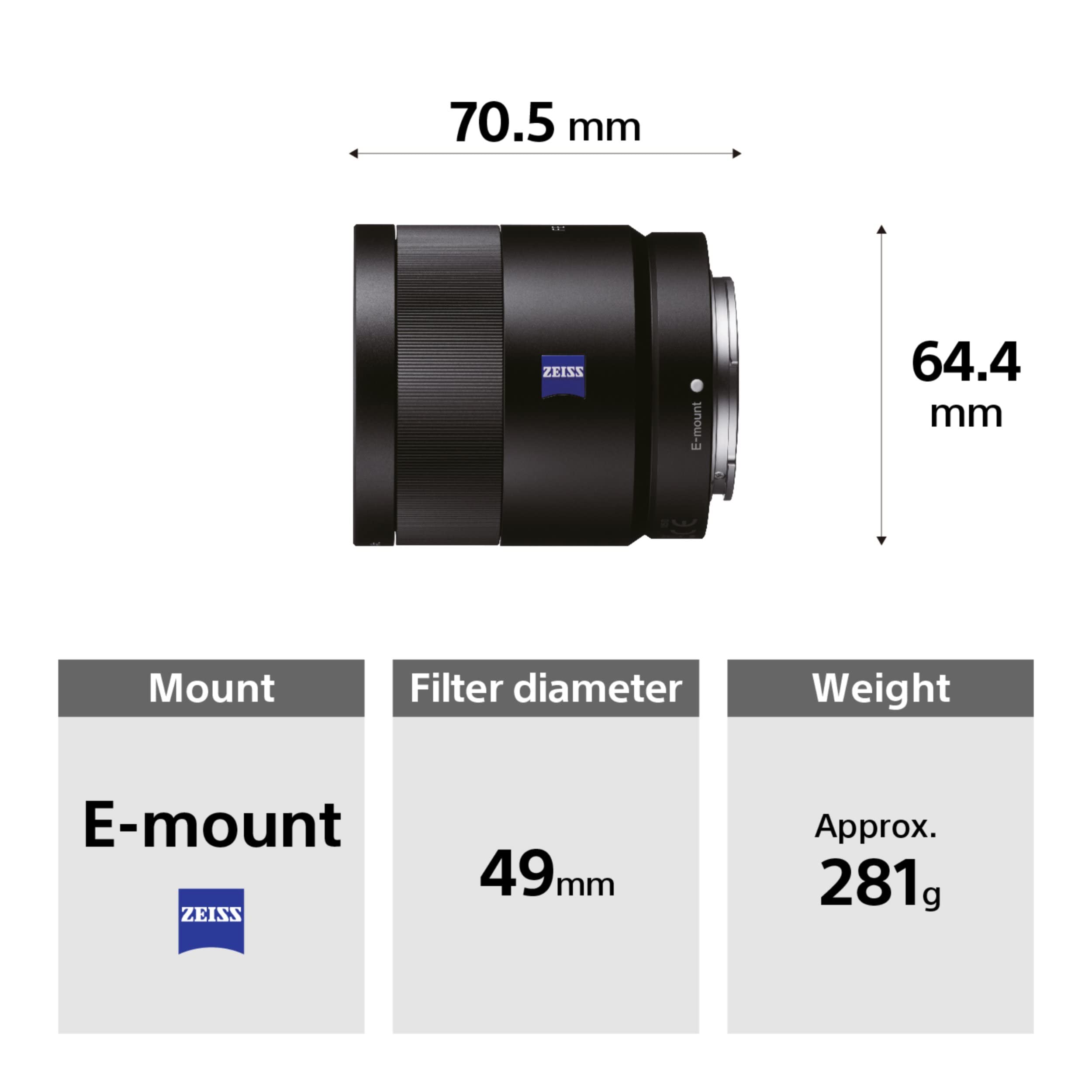 Amazon.com : Sony 55mm F1.8 Sonnar T FE ZA Full Frame Prime Lens