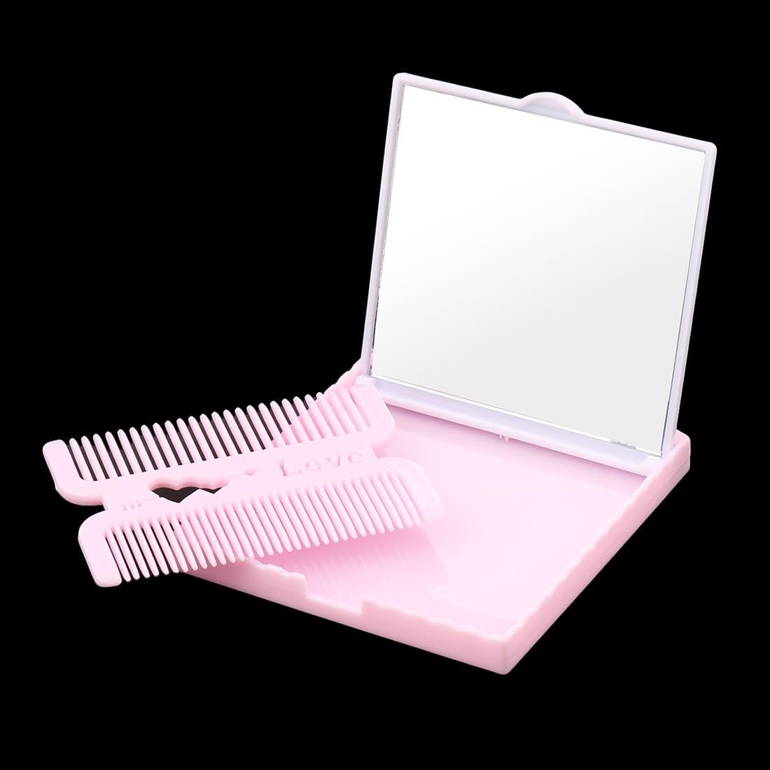 Ruilogod Plastic Women Rectangle Shaped Folding Mini Makeup Cosmetic Mirror Comb 2 in 1 (id: 0ee 602 32d 6c3 956 image 2