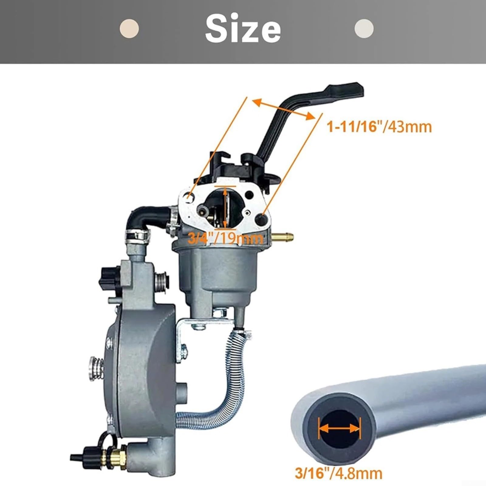 Kit de carburador de propano de doble combustible para conversión de GLP o gas natural, accesorio de generador de metal para GX160, para GX200