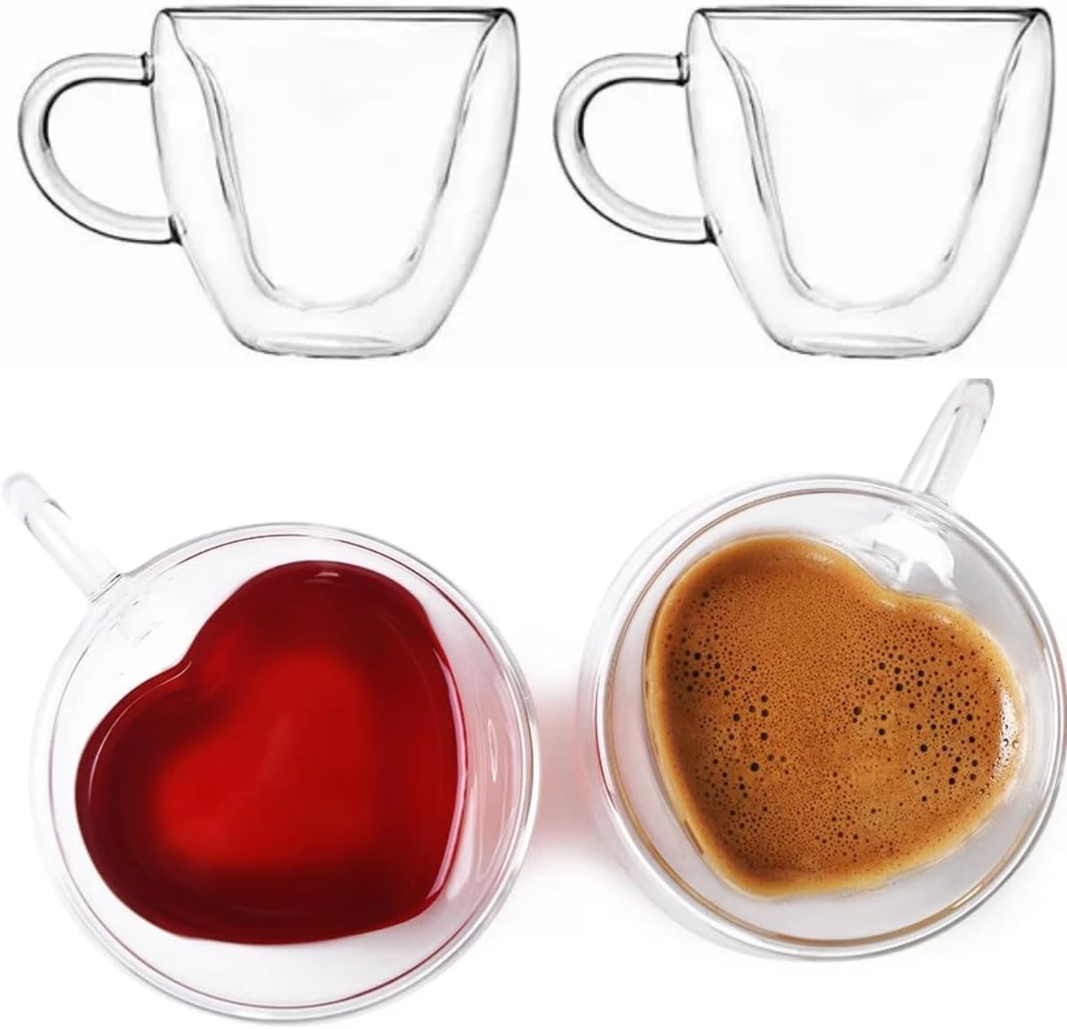Double Wall Glass Coffee Mugs - Set of 2 -9