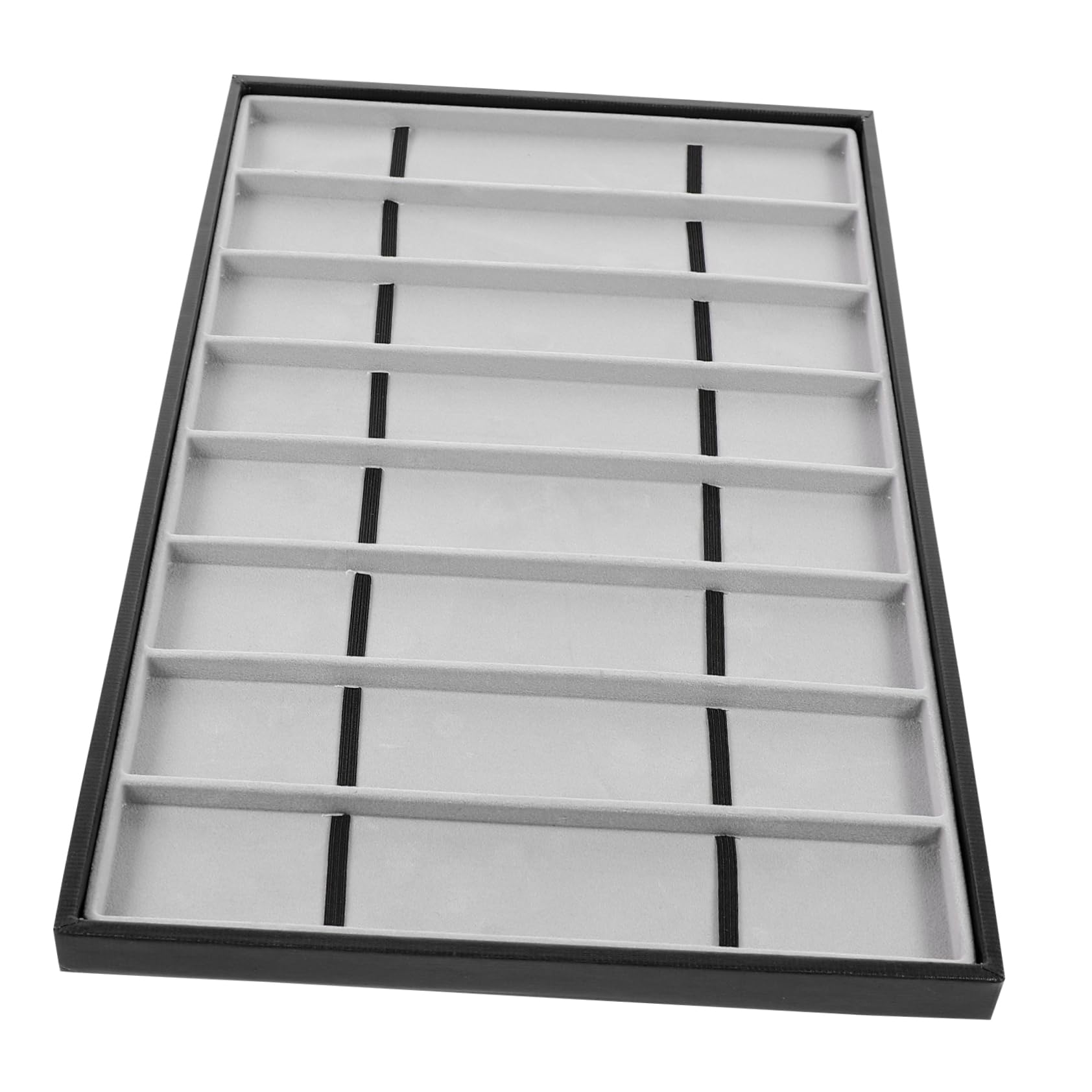 Healeved Bandeja Organizadora para Relojes 8 Ranuras en Mdf y Cuero Negro para Exhibición de Relojes y Joyas en Mostradores