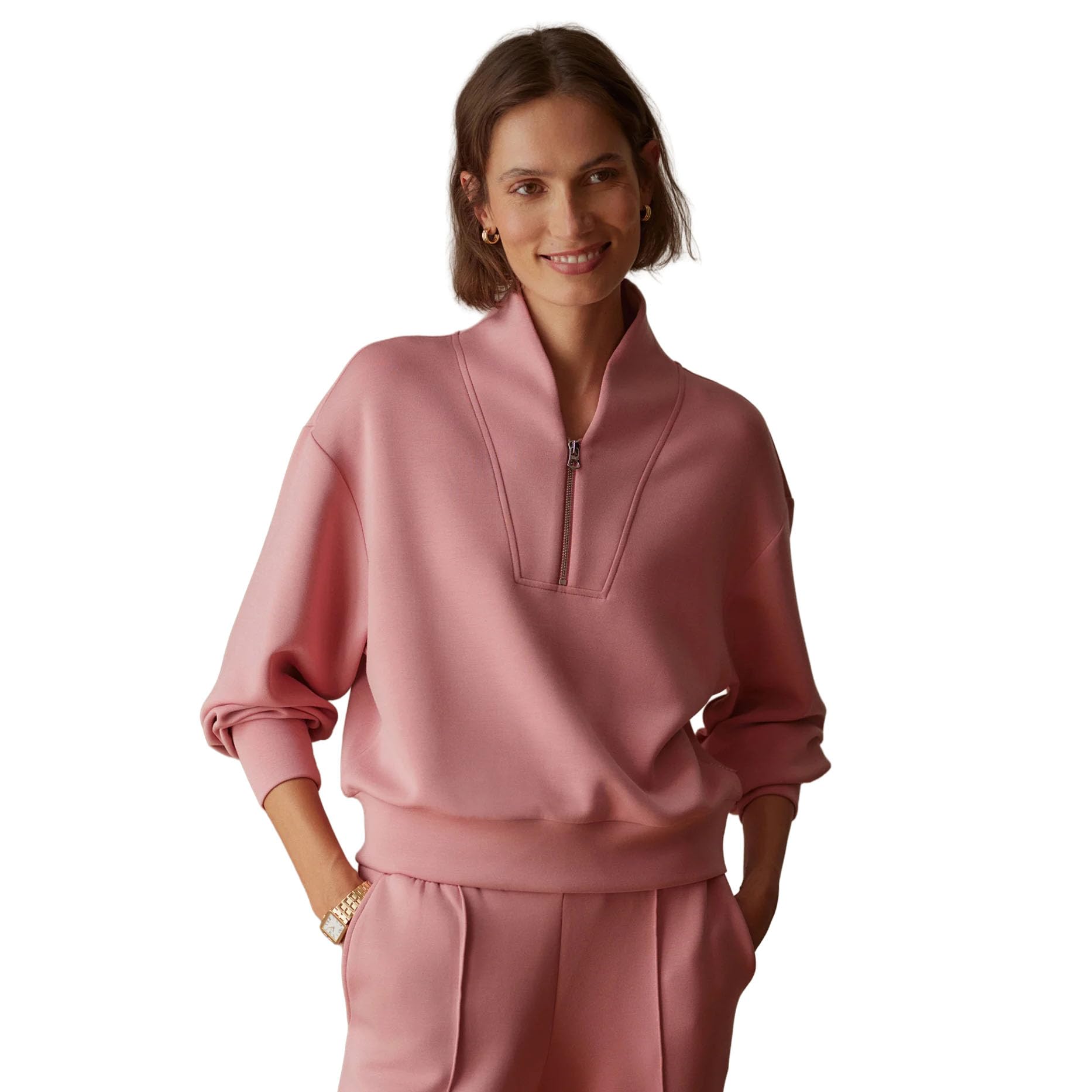 Varley Davidson Womens Half Zip Sweatshirt - Brandy Rose/L