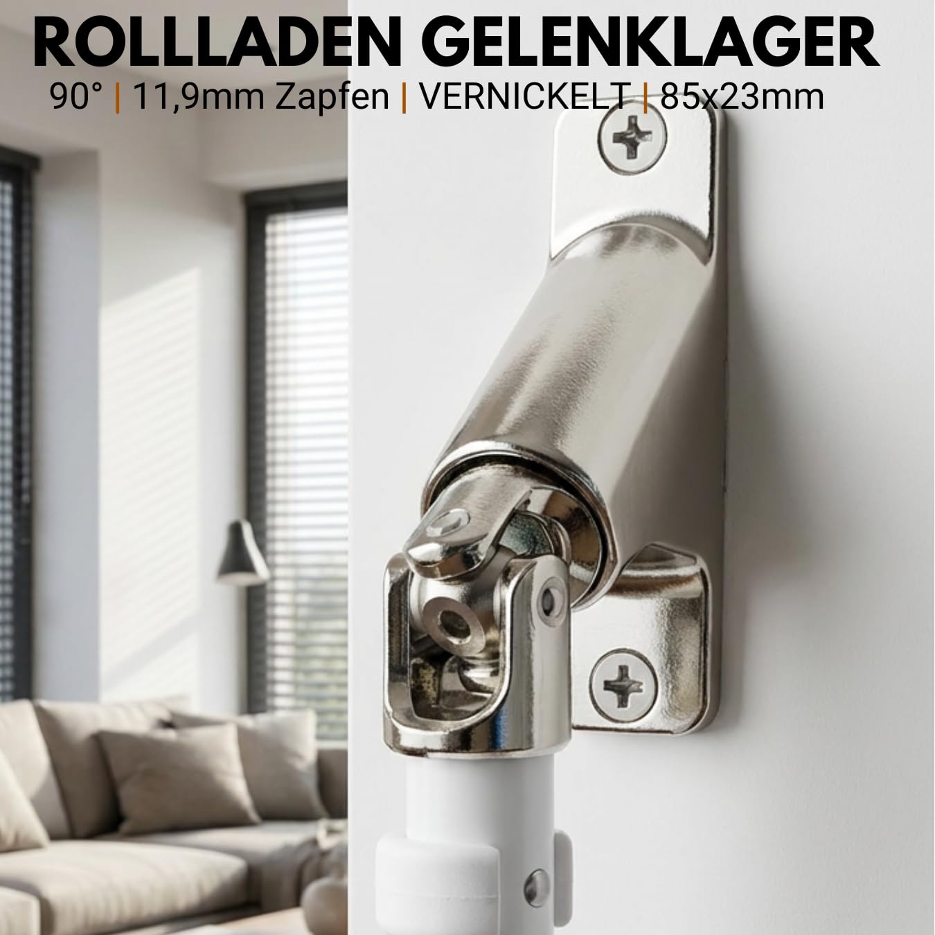 Rolladen Gelenklager 90° Lager Getriebe für Rolladen Rolladenlager Rolladen Kurbelgetriebe Gelenklager Kurbelgelenk Gelenkplatte Gelenkkurbel Rolladengelenk 90 Grad 23x85 mm 4Kant 6mm 12 mm Zapfen