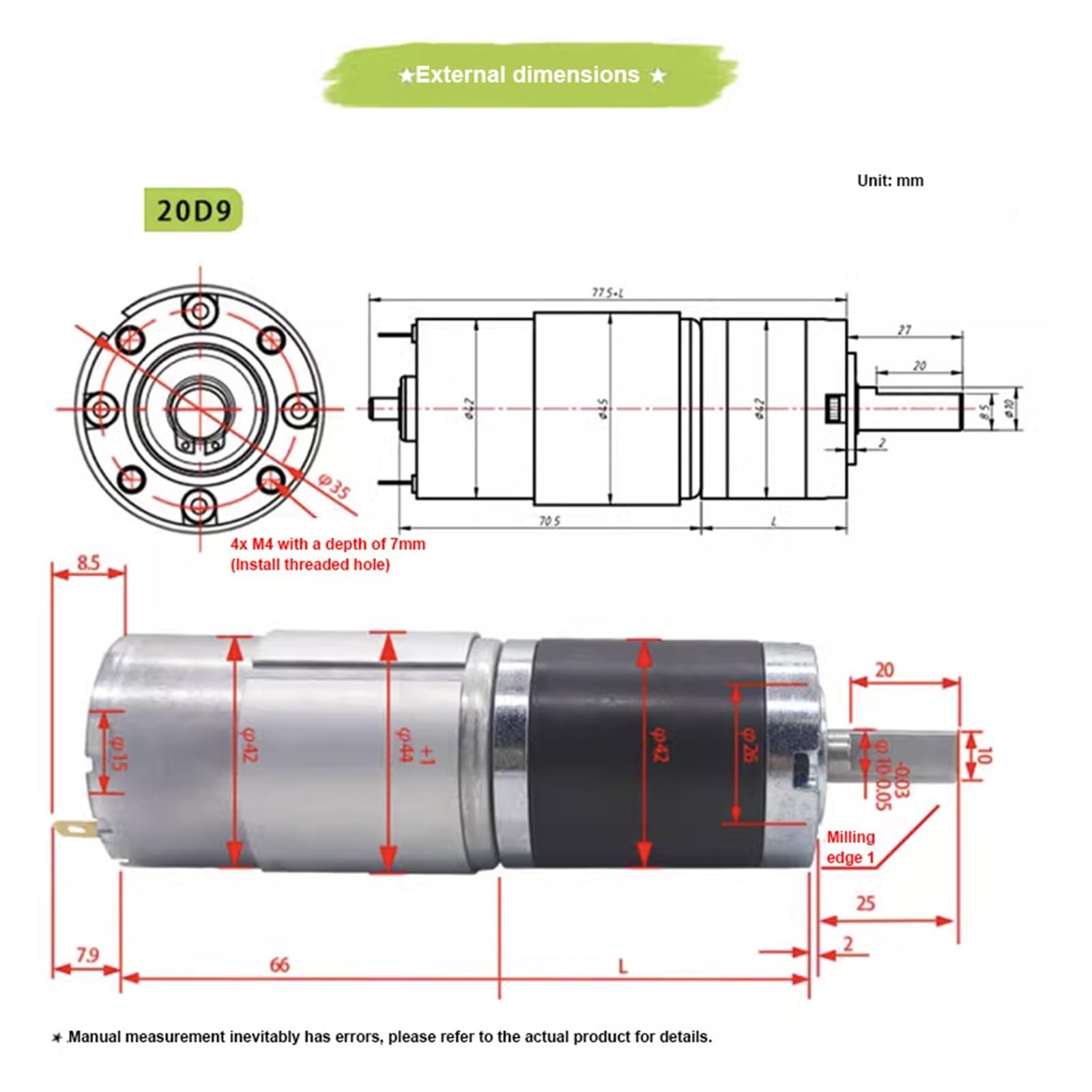 Planetengetriebe-Gleichstrommotor, max. 200 kg, 42GP-775, Metall, 12–24 V / 1351–7 U/min,Vorwärts-/Rückwärts-Drehzahlregelung per PWM, Wellendurchmesser 10 mm(14rpm,12V and bracket)