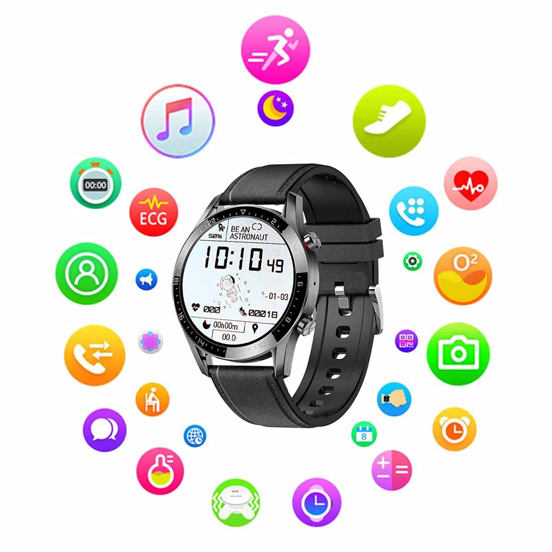 Fitness Tracker, Smart Watches IP67, wodoszczelny do snu, ciśnienia krwi, pulsometr, zegarek 1,2 cala, Full Touch, stoper, aktywność, zegarek do biegania, unisex, czarny, Pasek