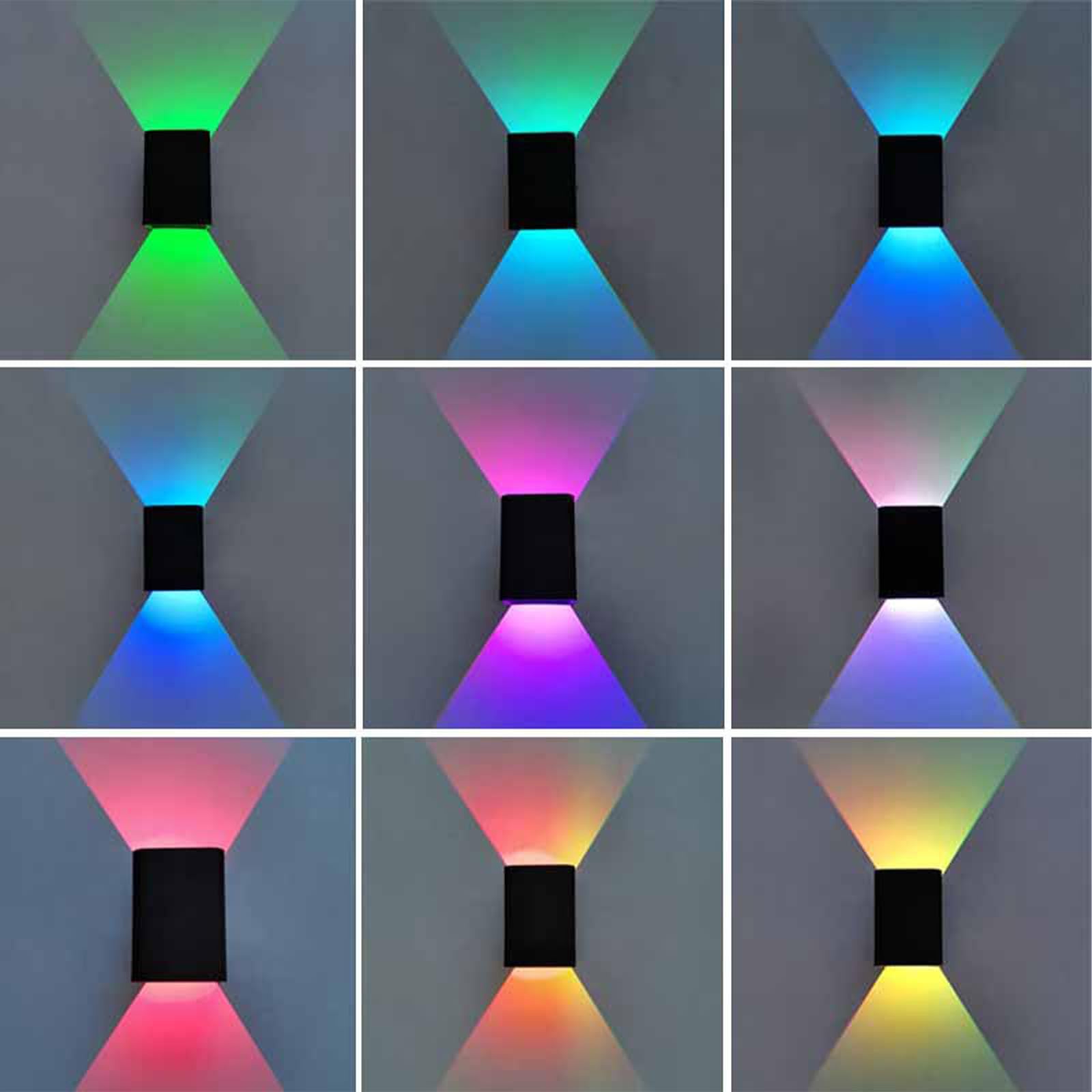RGB Wandleuchten LED Dimmbare mit Fernbedienung Innen Wandbeleuchtung Raumdekoration Aluminium Wandlampen Up Down Beleuchtung Wohnzimmer Schlafzimmer Flur Treppenhaus (Weiß,2 Stück)