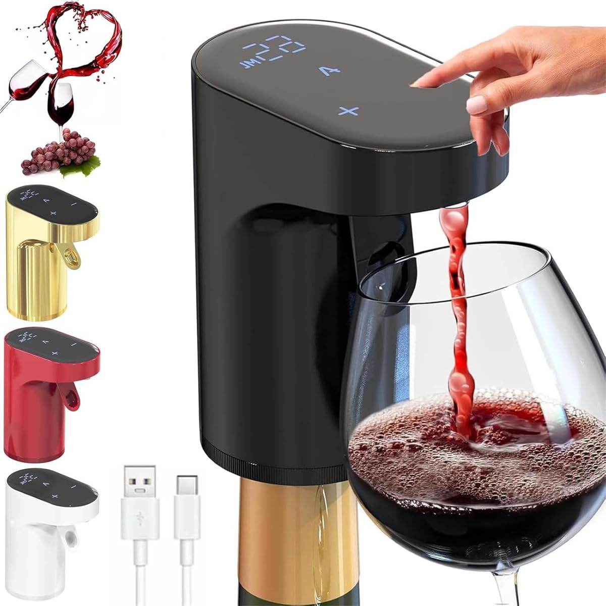 Sipvault – Distributeur intelligent de liqueur, décanteur de vin électrique, quantité réglable pour l'alcool (noir)