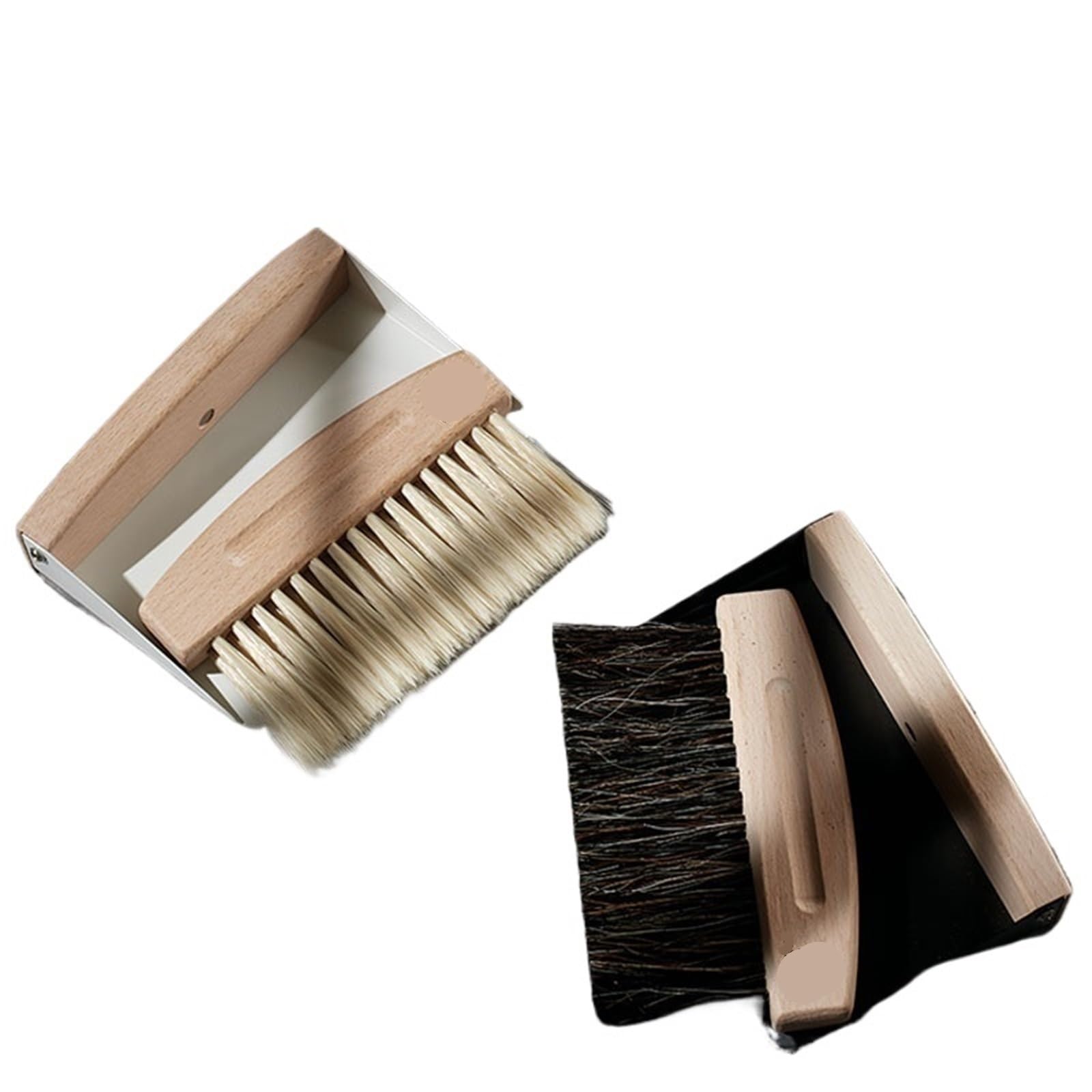 Set de Limpieza para café, Compatible con MUVNA, Cepillo y Pala | Cepillo de mango de madera y crin, pala de nailon para barra de café y molino(Black)